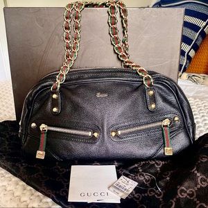 Gucci “Cruise”Black bag gold chain with tags original bag/box/certification